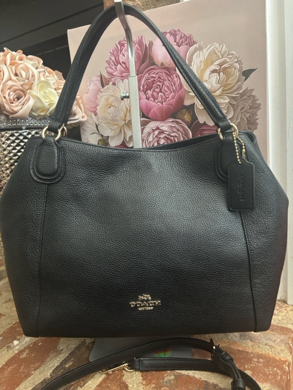 Coach Black Pebbled Leather Hobo Bag with Gold Hardware - Picture 2 of 7